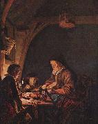 Gerard Dou Old Woman Cutting Bread oil painting on canvas